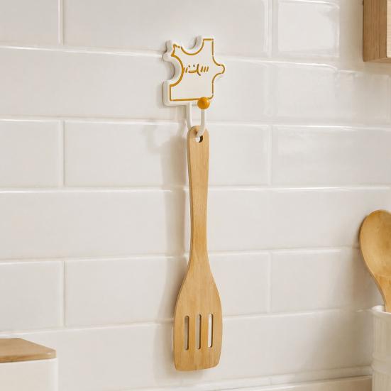 No Drill Hooks for Rental Apartments Cartoon Puzzle Key Hook, Heavy Duty Traceless Plastic Wall Hanger, Hangers Space Saving Self Adhesive