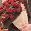 DIY Hand-Knitted Rose Bouquet Blanket Kit - Complete with Yarn and Tools for a Beautiful Flower-Themed Gift.