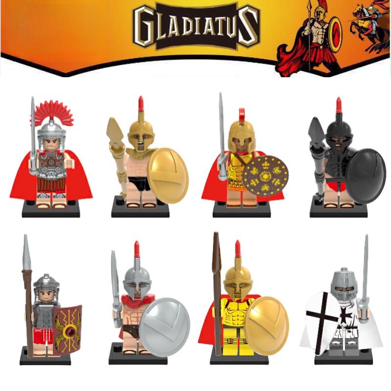 Premium Plastic Building Blocks Toy X0164 Ancient Roman Spartan Crusader Figures Set X643-650