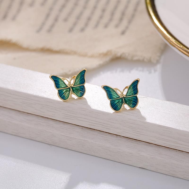 Stud Earrings for Women Enamel Oil Butterfly Earrings Cute Sweet Korean Small Jewelry aretes de pendientes brincos