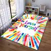 Colorful "Love Yourself" Inspirational Carpet with Multicolor Stripes Design Suitable for Use As an Anti-slip for Living Room Bedroom Sofas
