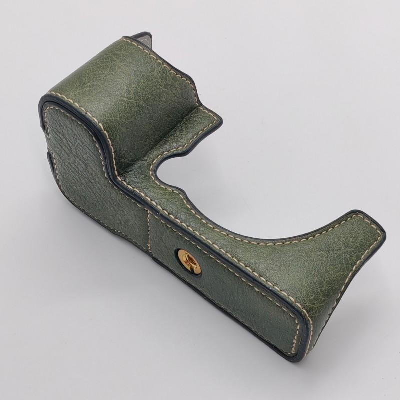 Fuji X-S10 Camera Half Case With Wrist Strap PU Leather Cover Water Buffalo Texture Protective Sleeve Travel Photography