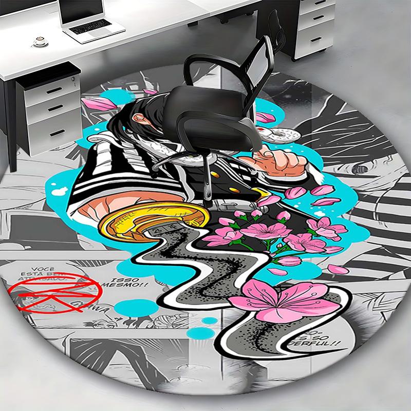 1pc Anime Character with Snake Round Carpet - Office Chair Mat, Anti-Slip Rug for Home Decor, Living Room, Bedroom, Game Room