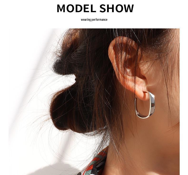 Minimalist Retro Geometric Earrings for Women - Hong Kong Style, Christmas Autumn/Winter, 18K Gold Plated Titanium Steel