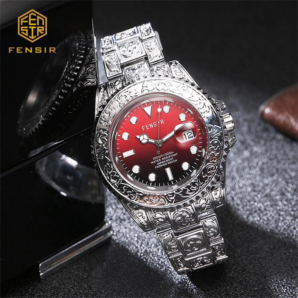 Casual and Fashionable Men Watch Retro Carved Business Quartz Watches Light Luxury Clocks Gifts Watches for Man