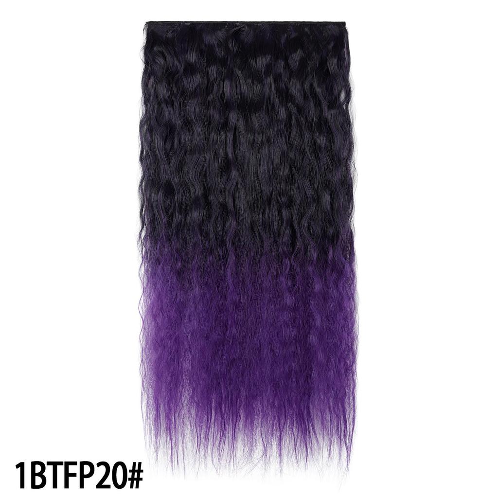 Kinky Curly Hair Clip In Hair Extension One Piece With 5Clips Colorful Ombre Color Cosplay Hairpieces