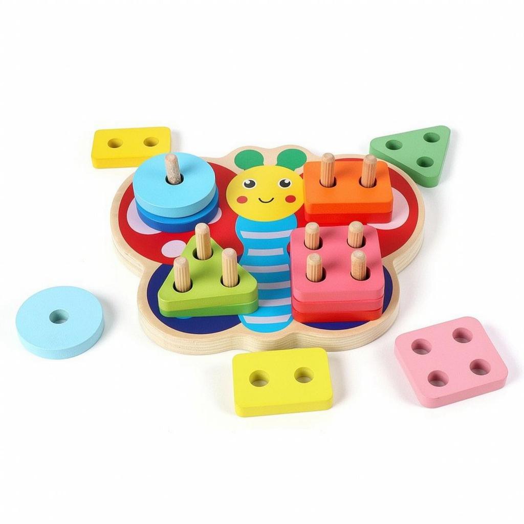 Butterfly Puzzle with Pegs Montessori Geometric Stacker Educational Shape Stacking for