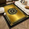 Golden Yellow Area Rug – Non-Slip Living Room Carpet for Dining Room or Lounge, Black Bedroom Floor Mat, Large Plush Home Decor
