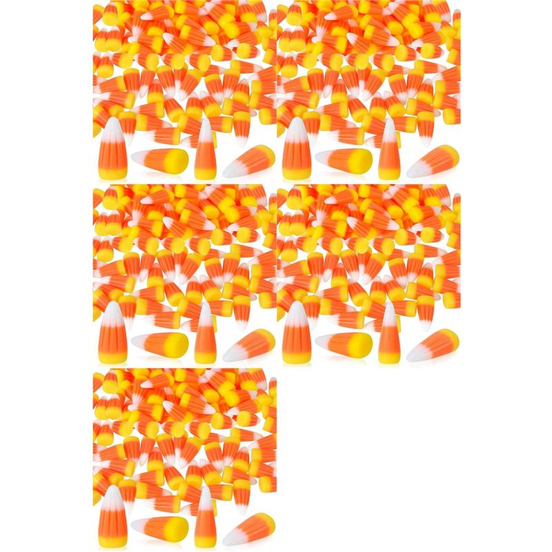 250Pcs Halloween Resin Candy Corn Artificial 3D Candy Corn Bead Fall Faux Fake Corn Scrapbooking Embellishments