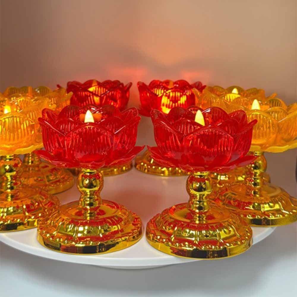 2Pcs Creative Electronic Lotus Lamp Ornament Lotus Shaped Swing Flameless Candles  Home Decor