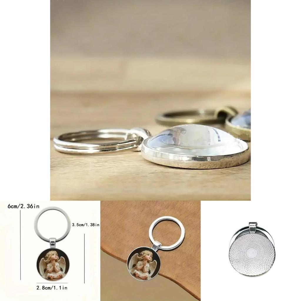 Angel Pendant Key Chain With Time Gem Silver Zinc Alloy For Party And Holiday Use