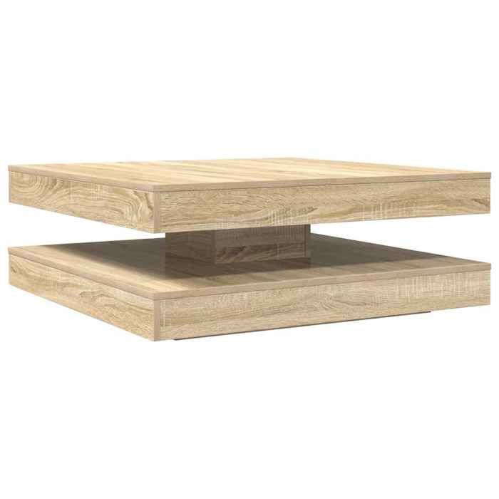 VidaXL Table basse rotative à 360 degrés chêne sonoma 90x90x34,5 cm, table d'appoint, table de salon, table basse moderne, 3321353