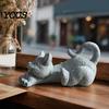 Creative Resin Crafts for Room Stretching Kitten Figurine, Cat Statue, Cute Animal Ornament, Figurines Desk Compact Desktop Decoration Home