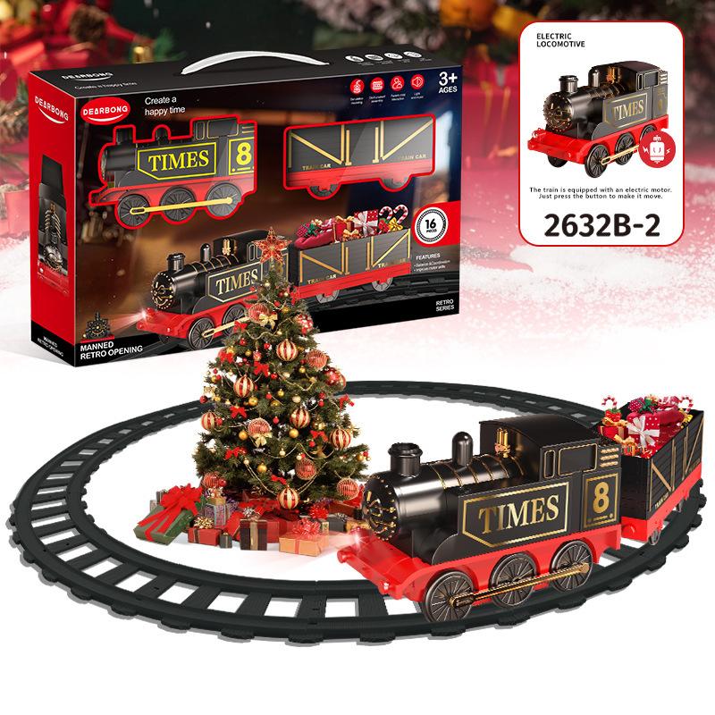 Christmas Train Track Toy With Track Electric Sound And Light Splicing Suit Boy Gift Track Train