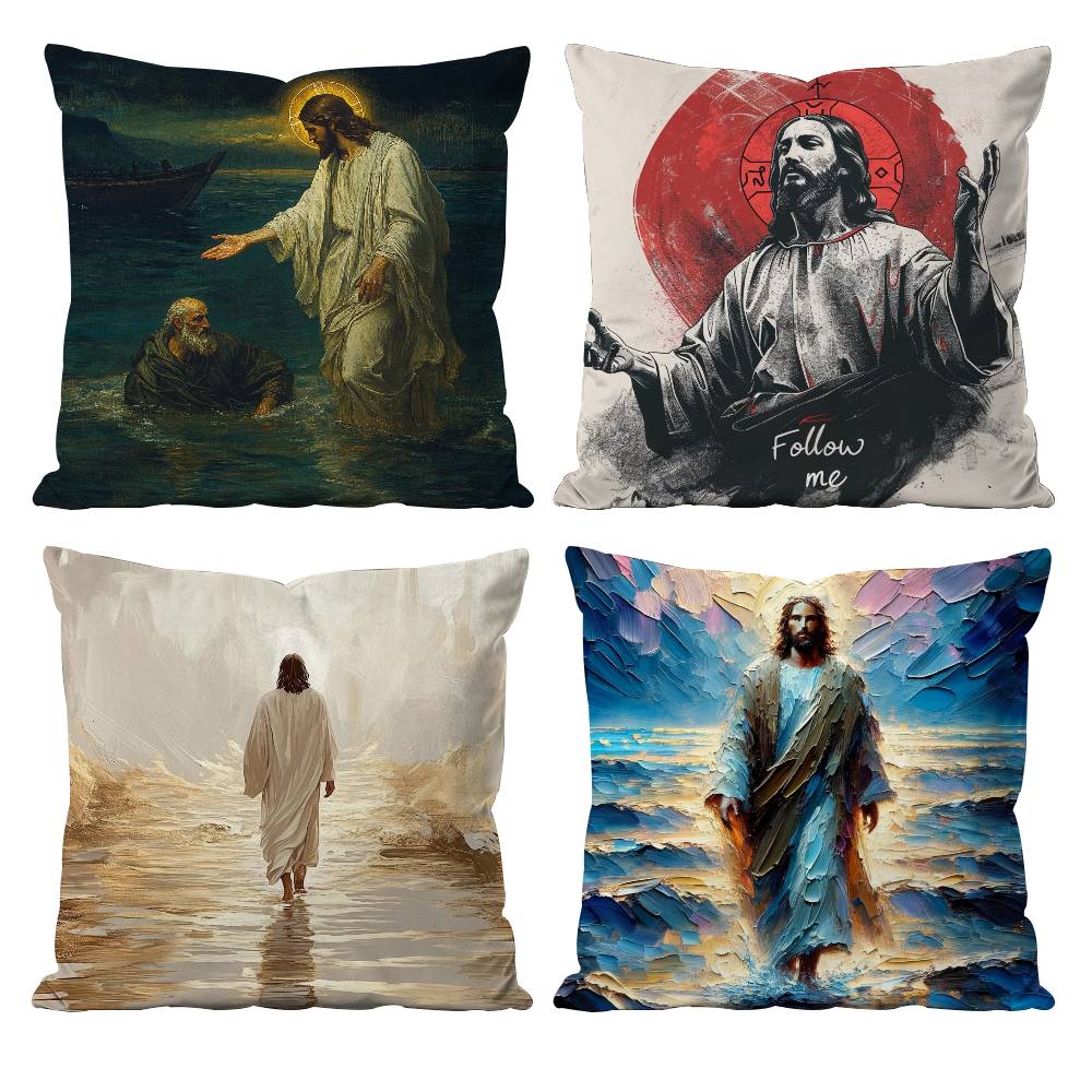 Anime J-Jesus Pillow Case Anti-dustmite Pillowcase Invisible zipper silky short plush Sofa cushion cover
