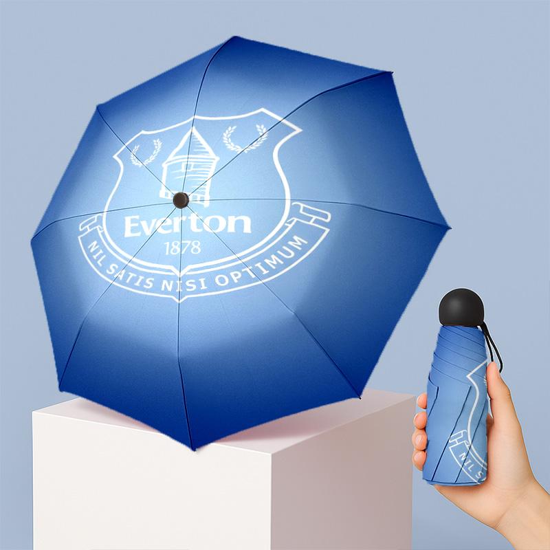 Everton Football Pattern Printed Mini 5 Folds 8 Ribs Compact Umbrella Windproof Waterproof Lightweight Portable Folding