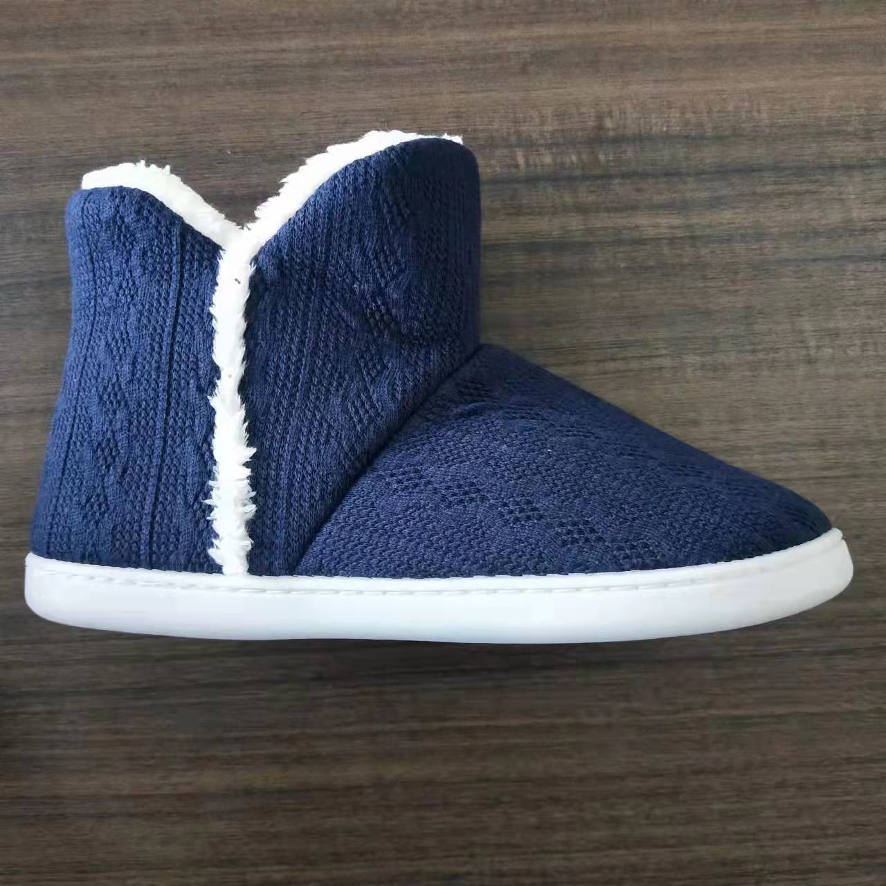 Женские зимние теплые мужские домашние ботильоны меховые тапочки женские домашние плюшевые ботинки домашние ботинки женские мягкие туфли большого размера 42-43 темно-синий 1959₽