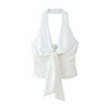 European and American French Women's Fashion Design Knot Neck Collar Vest 1608130712