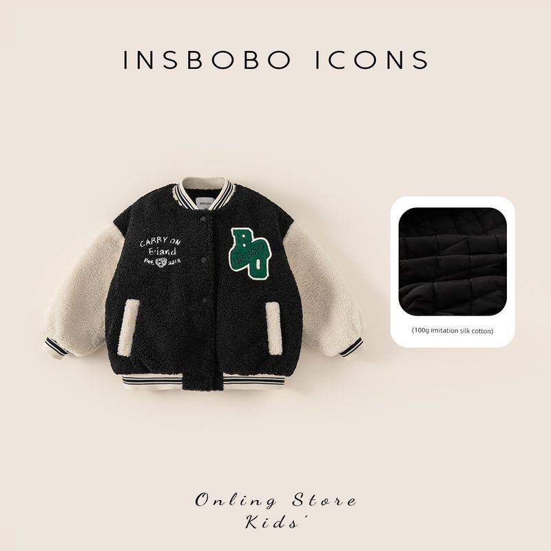 Insbobo Children s Cotton Clothing Boys  Winter Thickened Jacket 2025 Autumn and Winter New Cotton-Padded Jacket Girls  Stylish Coat Black 140 cm