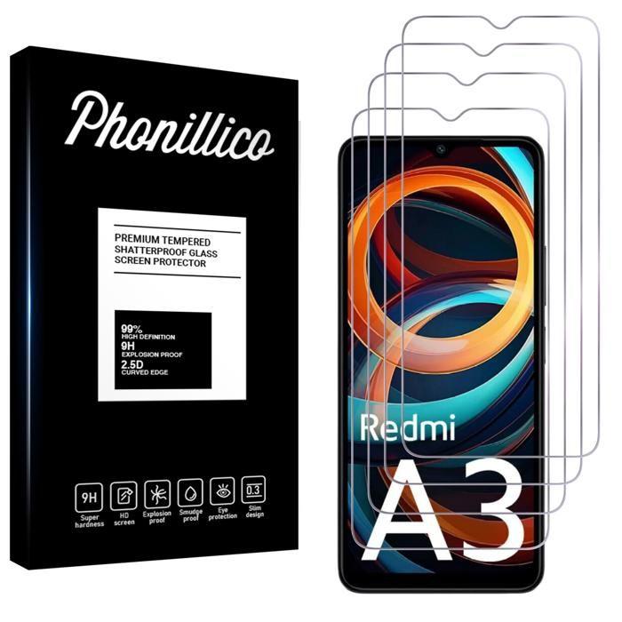 Tempered Glass Film for Xiaomi Redmi A3 [Pack 4] Phonillico® Screen Protector