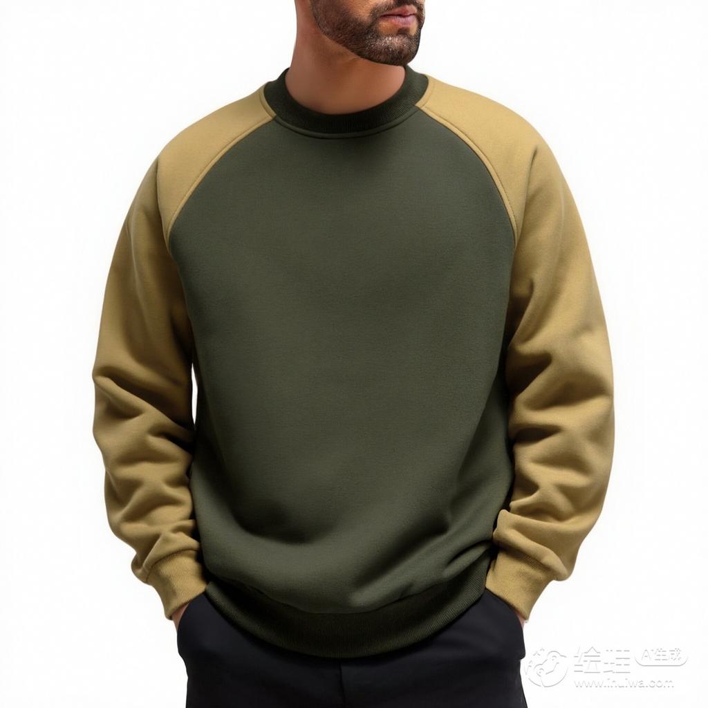 Men's And Women's Casual Color-blocked American Retro Round-neck Hoodie, Men's Long-sleeved Base Layer And Pullover Hoodie