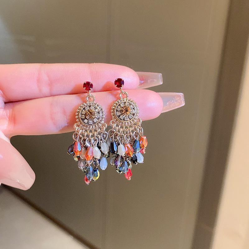 Silver Needle Sweet Flower Butterfly Pearl Tassel Earrings Trend Stud Earrings Temperament Earrings Women