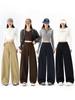 Women’s Khaki High Waist Wide Leg Knife-Pleat Pants - Korean Style, Spring 2026 Collection