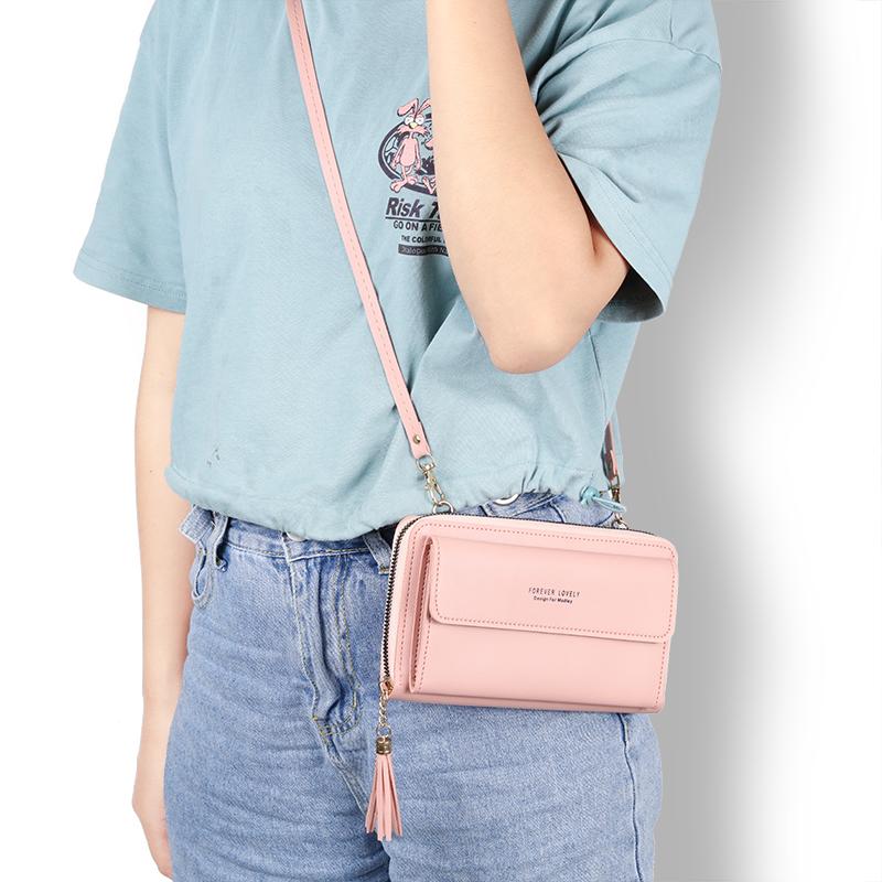 large-capacity multi-functional solid color one-shoulder bag fashion simple horizontal slung mobile phone bag lady