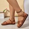 Damen Sommer Flache Sandalen Offene Zehe Kreuzriemen Römischer Stil Bequeme Synthetikabdeckung mit EVA-Sohle