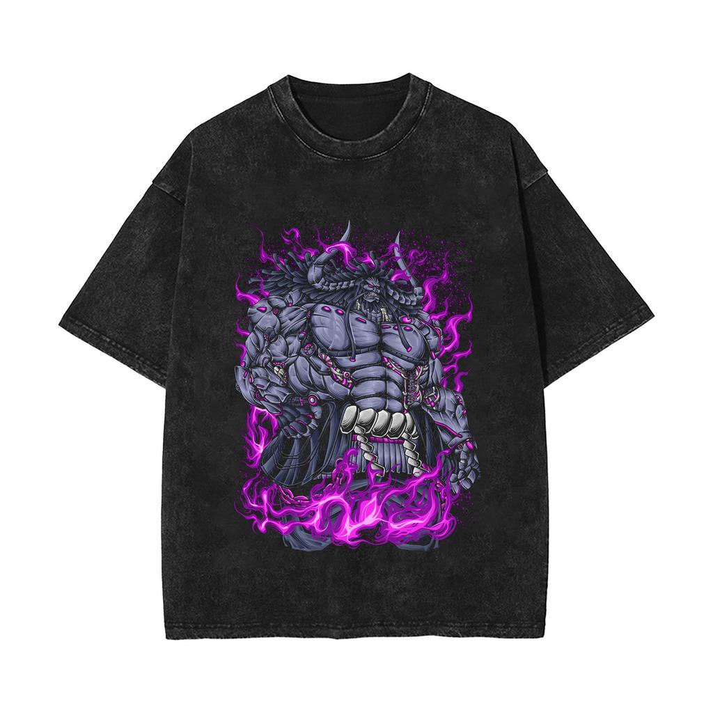 One Piece Luffy Kidd Law Printed Tshirt Mens and Womens Washed Tshirt High Quality Vintage Cotton Tshirt Harajuku Tops