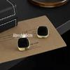 Retro Black & Gold Color Block Square Stud Earrings - High-Class Fashion Accessories for Women