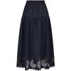 Women's Elastic Waist Cutout Hem A-Line Midi Skirt
