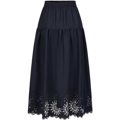 Women's Elastic Waist Cutout Hem A-Line Midi Skirt