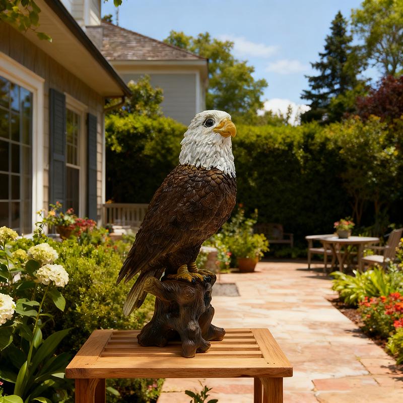 Bald Eagle Resin Statue - American Luxury Decor for Living Room, Entryway, or Garden