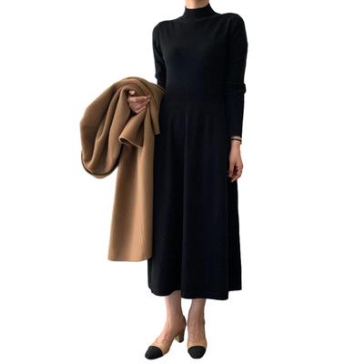 JoccKorr Knit High Long Office Women's Dress, Neck, Sleeves, Slimming, Fashionable, Casual, Wear, Autumn/Winter