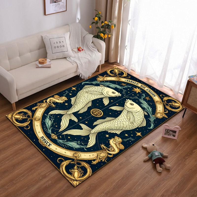 Pisces Zodiac Fish Illustration Non-slip rug suitable for living room and bedroom sofas