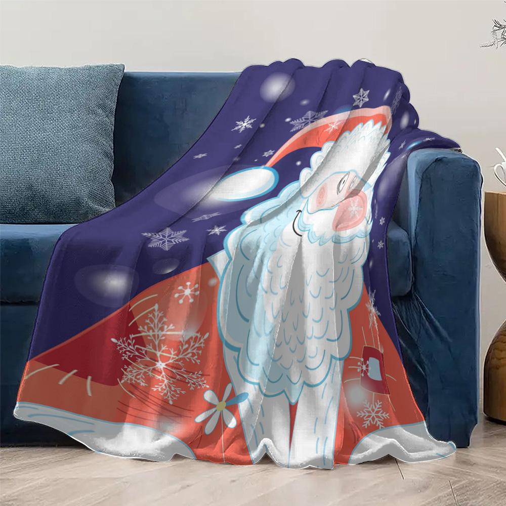 TU Fluffy Santa Blanket Soft Throw Cozy Christmas Gift Holiday Decor Festive Home Decor Reindeer Elk Winter Warm Plush Bedding