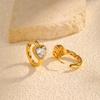 Heart Shape Cubic Zirconia Golden Hoops Earrings Women, Waterproof Stainless Steel Circle Huggies Small Ear Buckle Female Gift