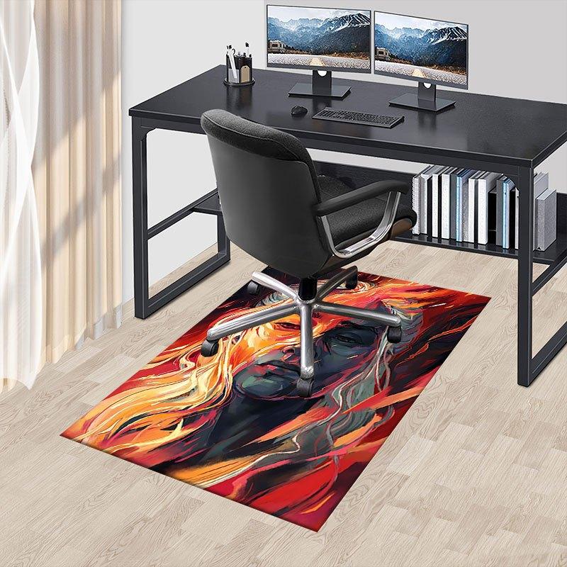 1 Stück Feuer und Blut Büro Teppich Stuhlmatten, Heimdekor Matte Fantasy Thema Matte Langlebige Matte, Drachen Dekor, Geeignet für Fantasy-Themen-Liebhaber
