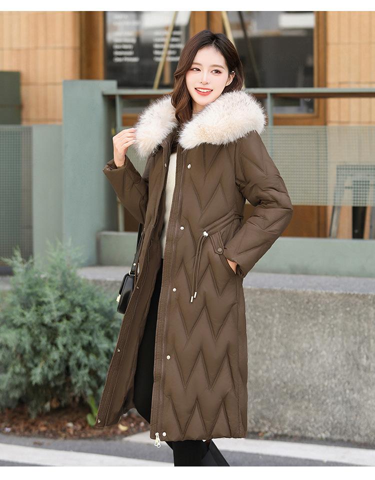 Women's Long Big Fur Collar Down Cotton Cotton Coat
