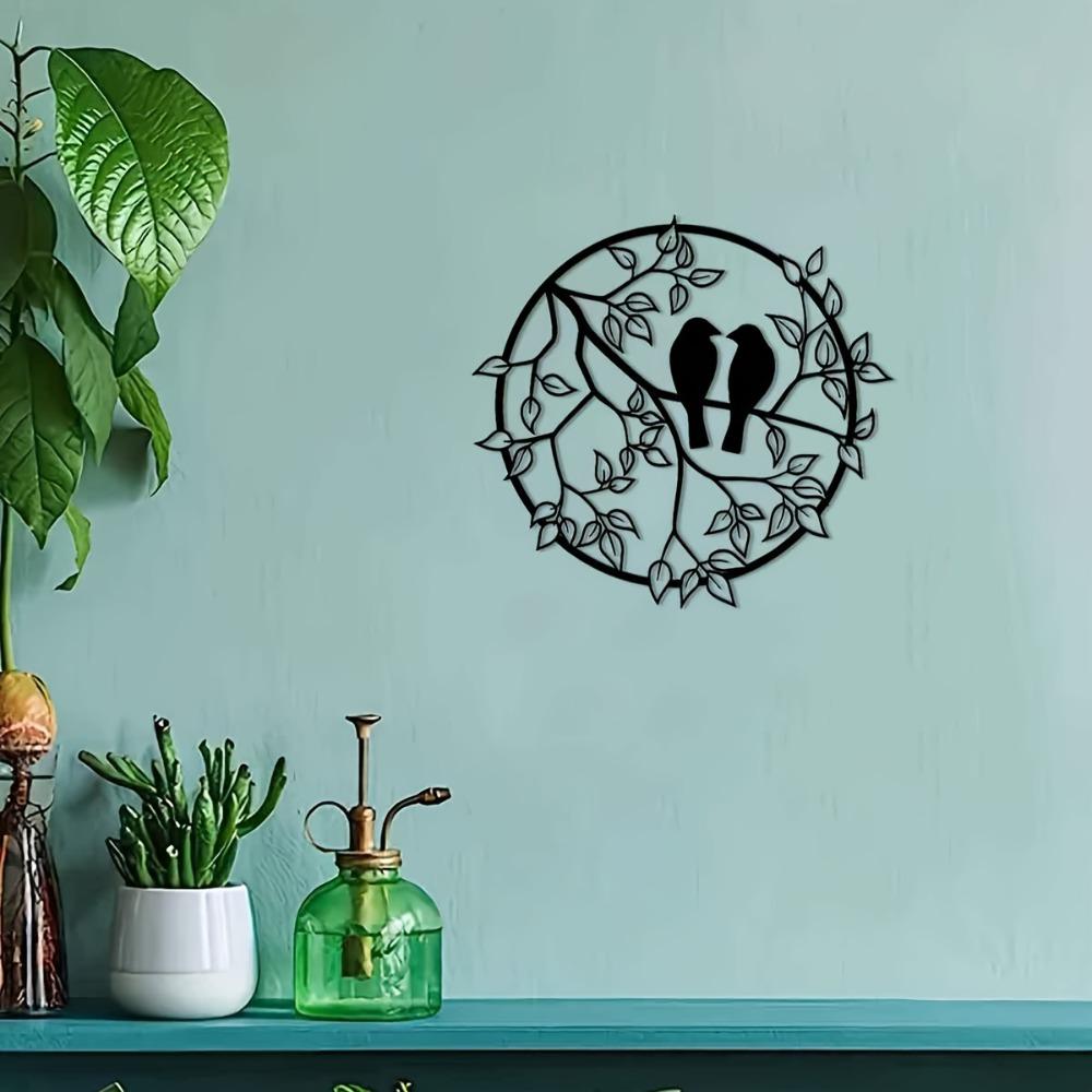 Metal Bird Wall Art, Black Iron Farmhouse Decor for Indoor Outdoor Living Room Bedroom Porch Garden Courtyard Fence Yard