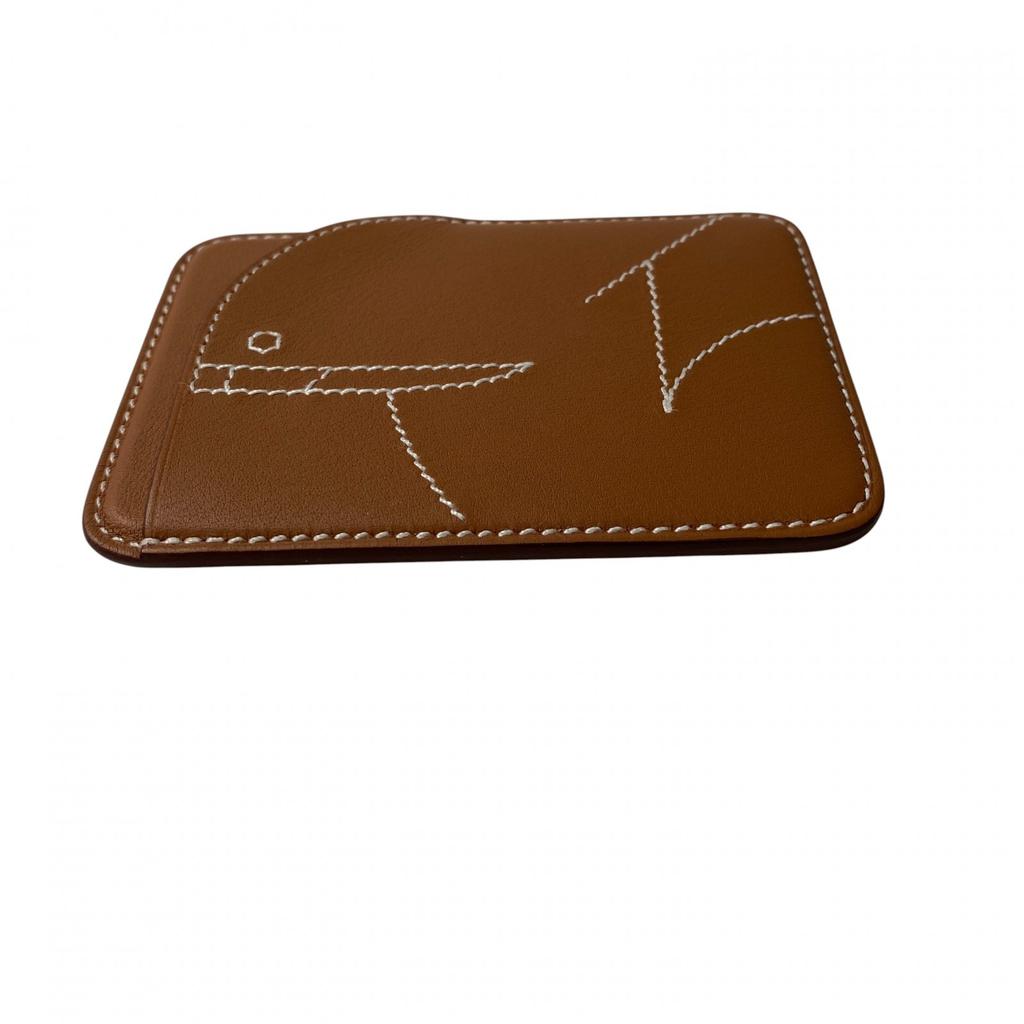 Used HERMESPass Case Brown Leather Women