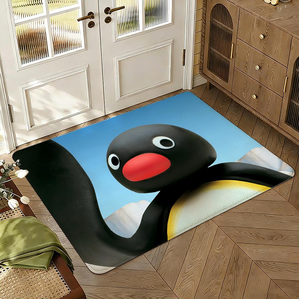 Pingu Süßer Pinguin Fußmatte Weich Verdickt Saugfähig Rutschfest Schlafzimmer Wohnzimmer Türvorleger Heimdekoration Flanell Teppiche