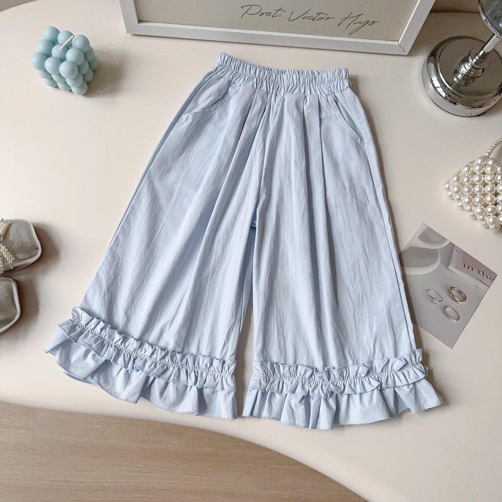 New Arrival: Girls' Bow Print Spaghetti Strap Wide-Leg Pants Set - Summer Cute Two-Piece