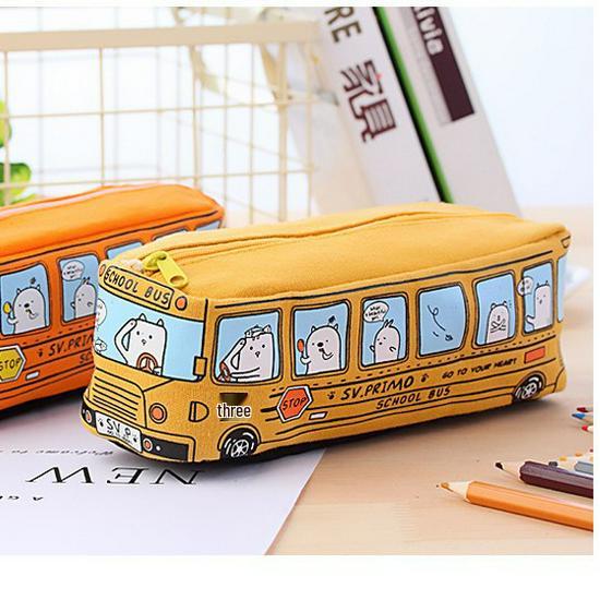 Creative Cartoon Bus Pencil Case - Large Capacity, Cute Korean Style