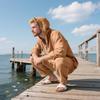 Men's Linen Long Sleeve Hooded Shirt and Pants Casual Beach Set