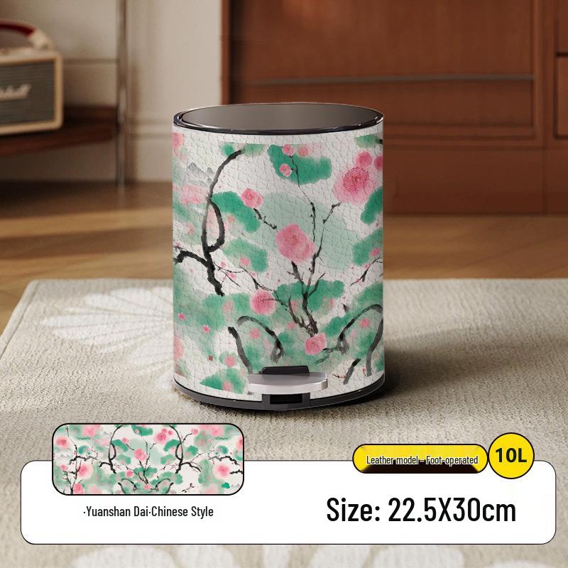 

Винтажное цветочное мусорное ведро Hemu Cheng из нержавеющей стали и кожи во французском стиле с крышкой