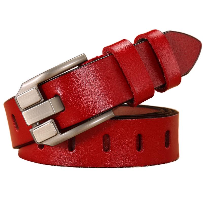 Women's Genuine Leather Belt, Women's Retro Needle Buckle Cowhide Belt, Women's Decorative Wide Needle Belt