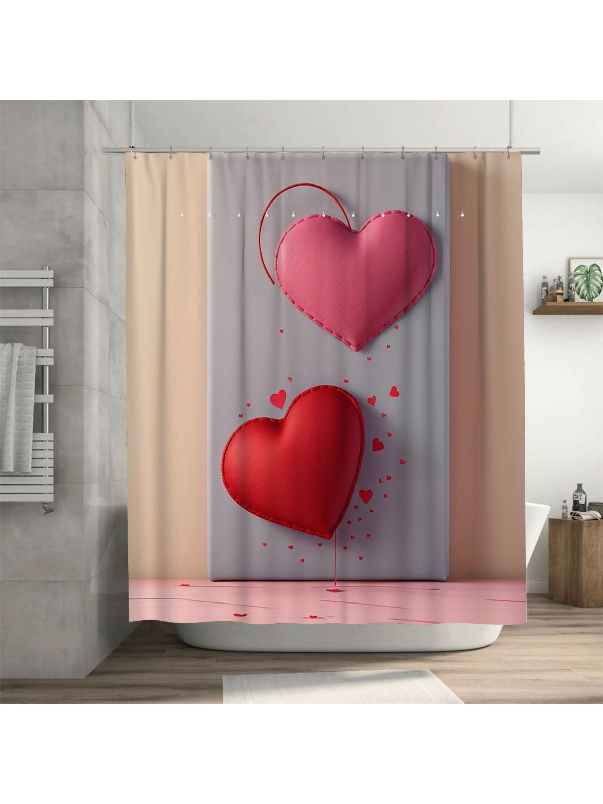 

3D Heart Shower Curtain | Romantic and Modern Bathroom Decor 90X180cm