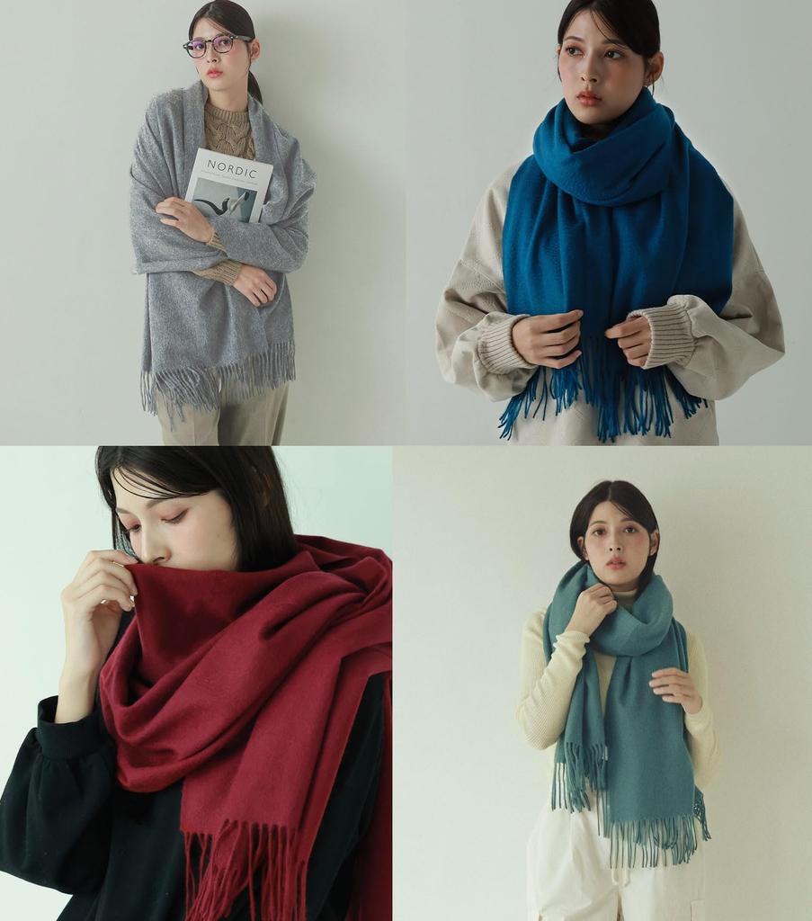 Filomo Cashmere from 16 Colors for Christmas Gifts or 100% Stole/Scarf, Large, Women's [Choose Yourself] (Red)